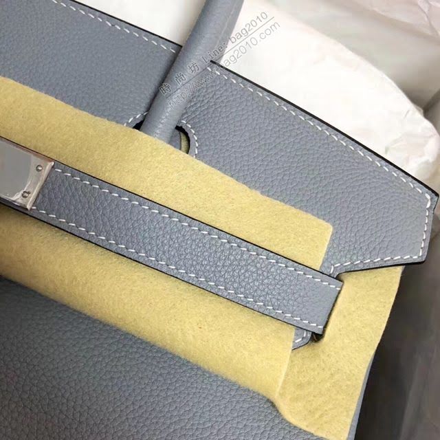 Hermes女包 愛馬仕Birkin Hermes鉑金包 togo小牛皮 亞麻藍 蠟線半手工縫製  am1714